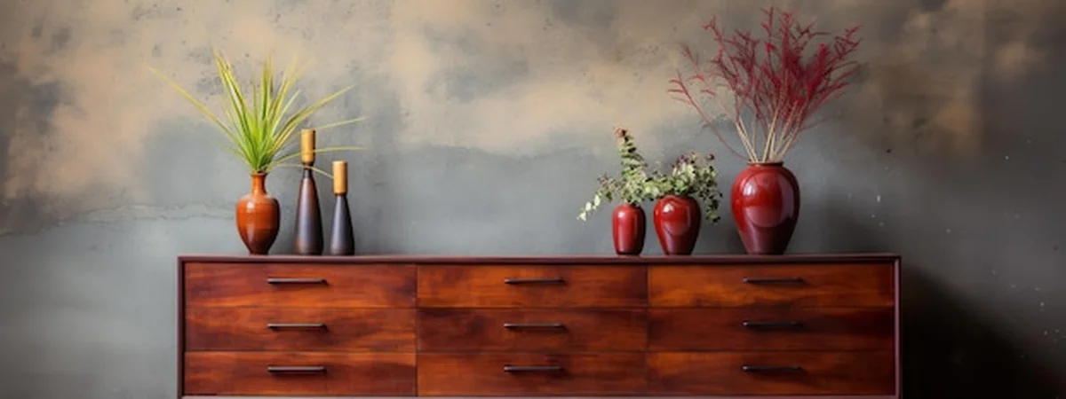 Nowoczesna, niska komoda z mahagonu