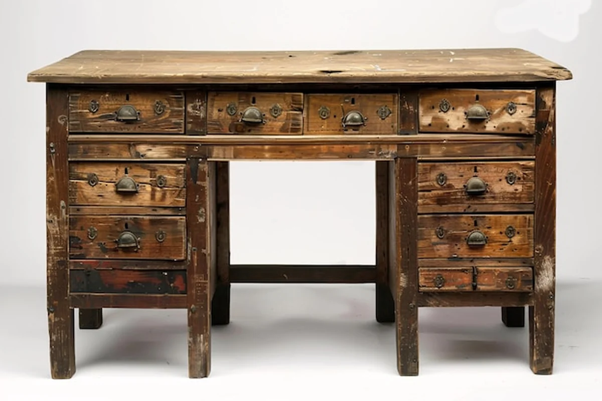 Drewniane biurko z szufladami